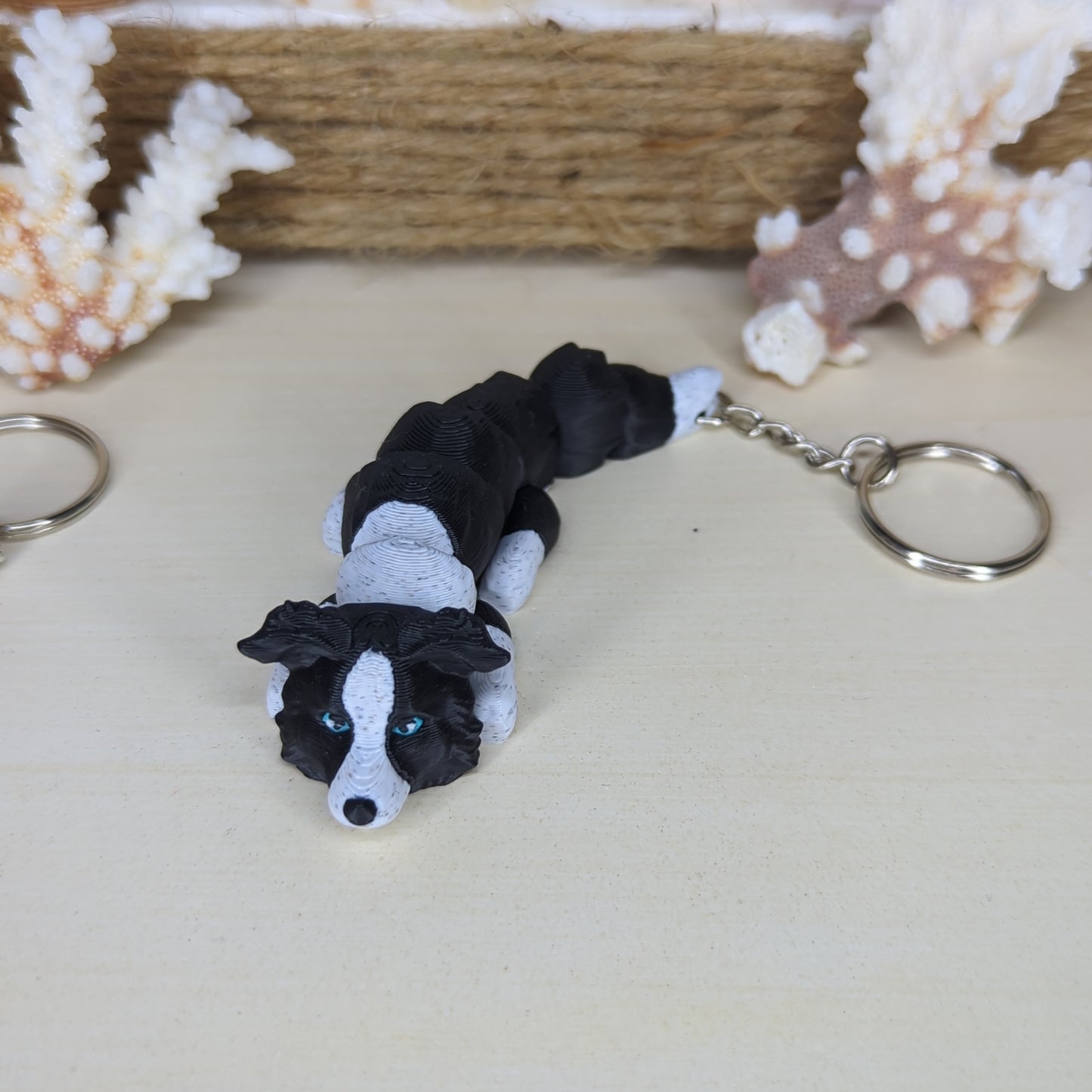 Border collie flexi keychain