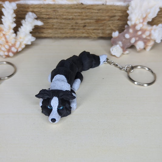 Border collie flexi keychain