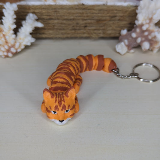 Tabby bright orange flexi keychain