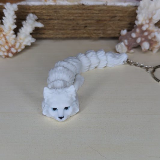 Maine Coon white flexi keychain